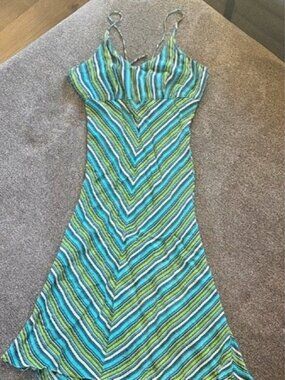 Y2k Angie Green and Blue Striped Maxi Dress